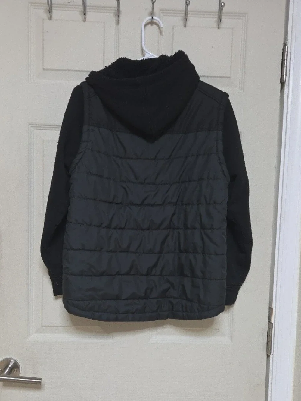 Distortion Kids Puffer Jacket Black Sherpa Hooded Winter Coat Size 10/12 M.